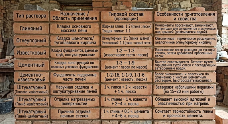 Материалы и растворы для печных работ: классификация и технология